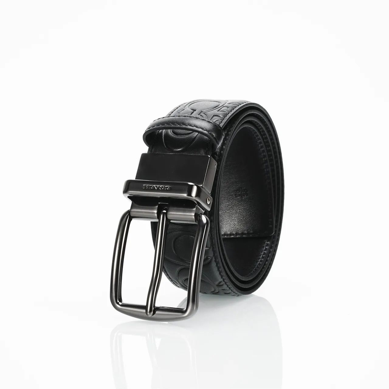Coach Embossed Logo Turn-Lock Buckle Black Leather Belt 6