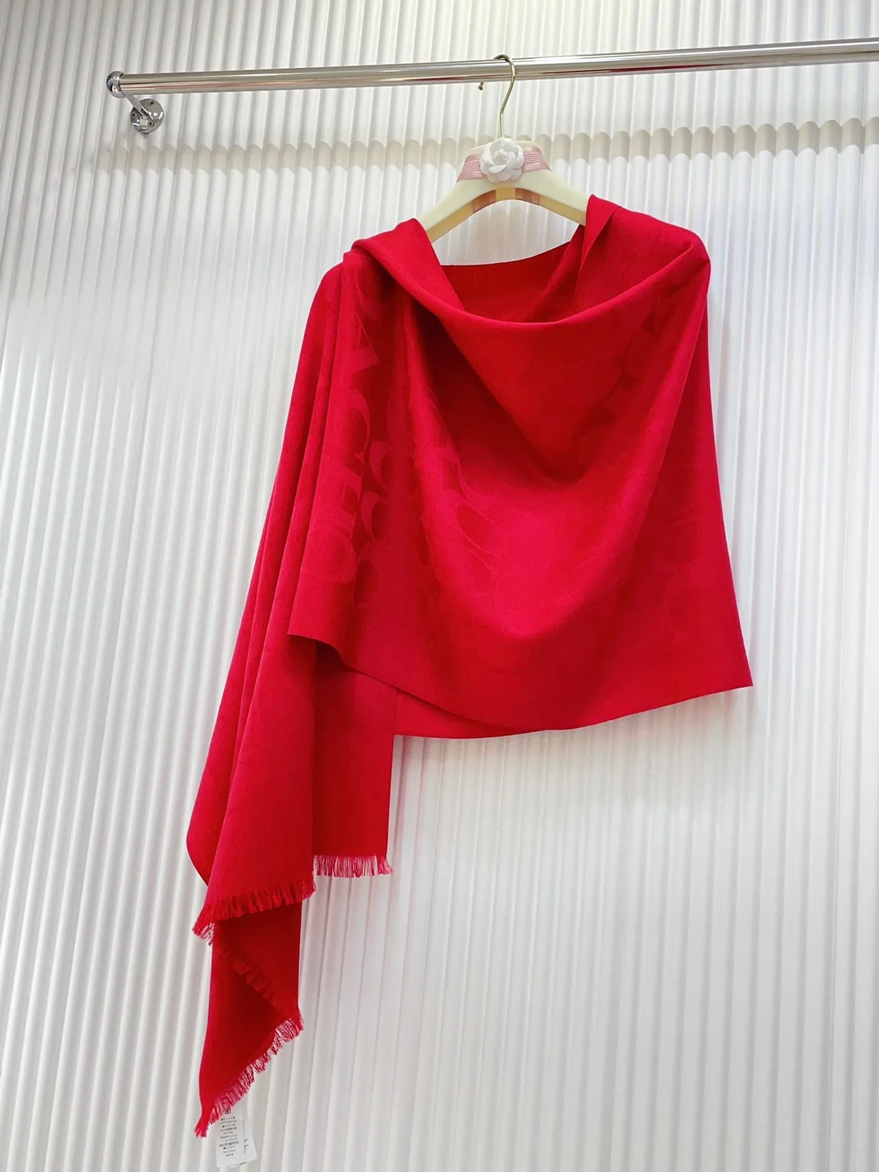 Coach Monogram Jacquard Red Silk Scarf 7