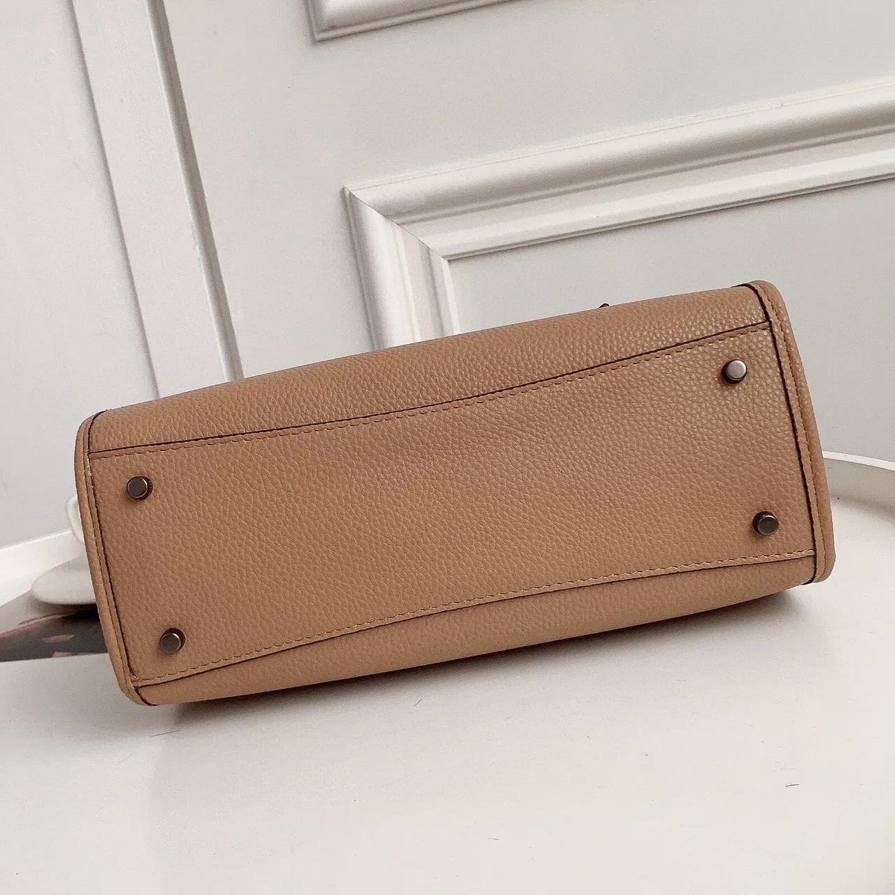 Coach Rogue Structured Pebbled Leather Beige Boston Bag 3