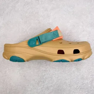 Crocs Echo Beige Blue Molded Foam Adjustable Strap Clog