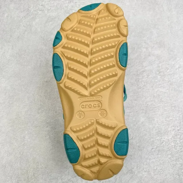 Crocs Echo Beige Blue Molded Foam Adjustable Strap Clog 2