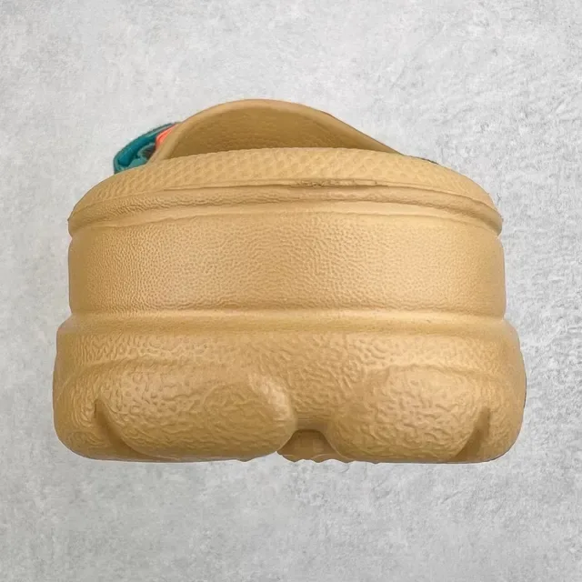 Crocs Echo Beige Blue Molded Foam Adjustable Strap Clog 3