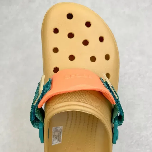 Crocs Echo Beige Blue Molded Foam Adjustable Strap Clog 7