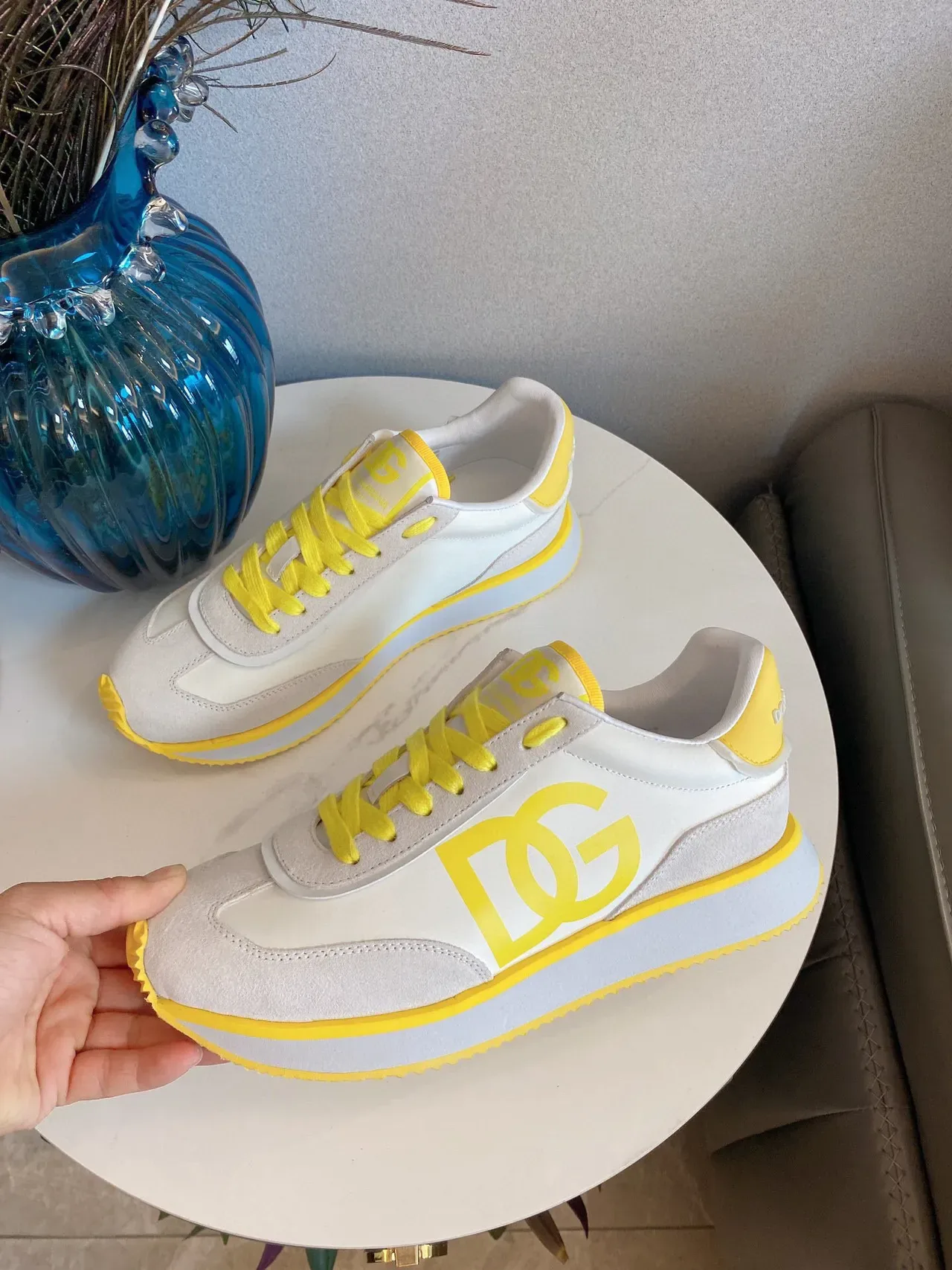 DC Shoes Pure Beige Yellow Low-Top Logo-Accented Sneakers 9