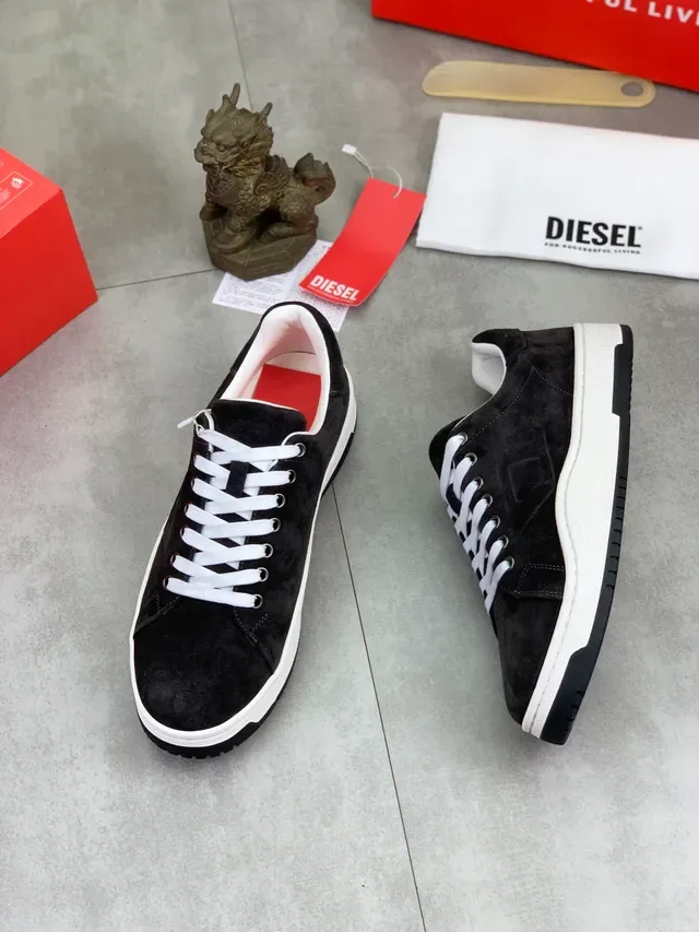 Diesel Black White Suede Upper Contrast Laces Lifestyle Sneakers 5