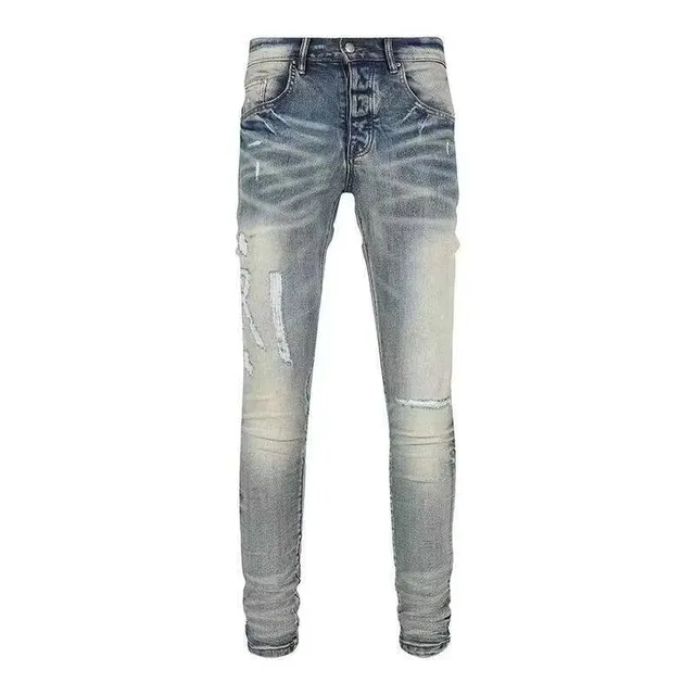 Diesel Blue White Distressed Graphic-Print Jeans 2