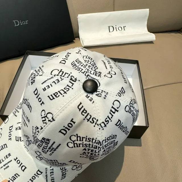 Dior All-Over Logo Print White Baseball Cap 7