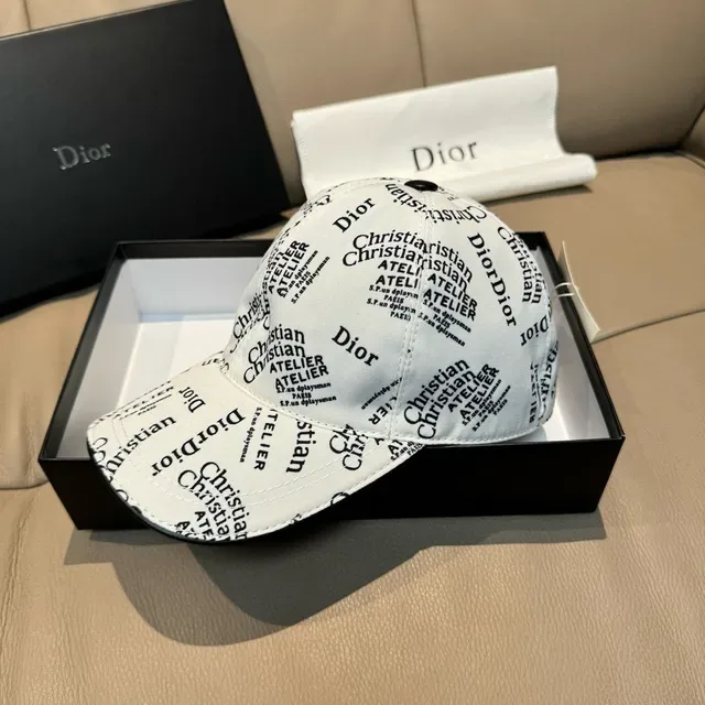 Dior All-Over Logo Print White Baseball Cap 8