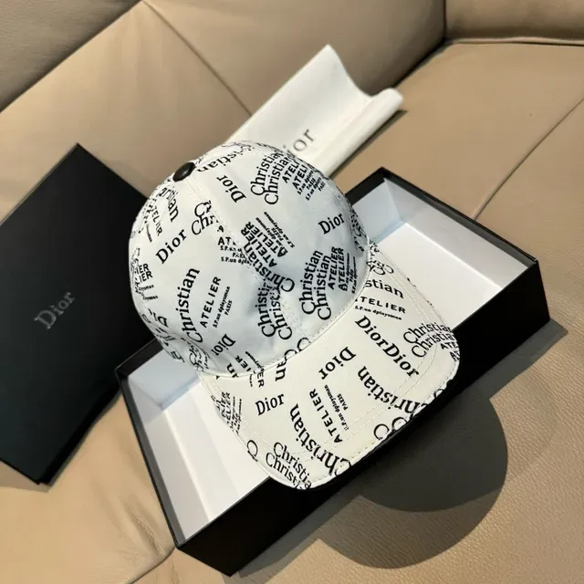 Dior All-Over Logo Print White Baseball Cap 9
