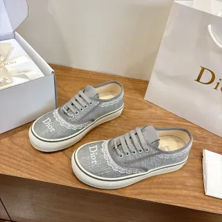 Dior B22 Gray White Textured Jacquard Upper Embroidered Logo Lifestyle Sneakers