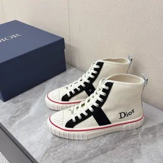 Dior B23 بيج أسود عالي القدمين قماش كانفاس حذاء رياضي أسلوب حياة
