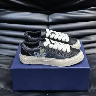 Dior B23 Black and Blue-Gray Oblique Print Lifestyle Sneakers