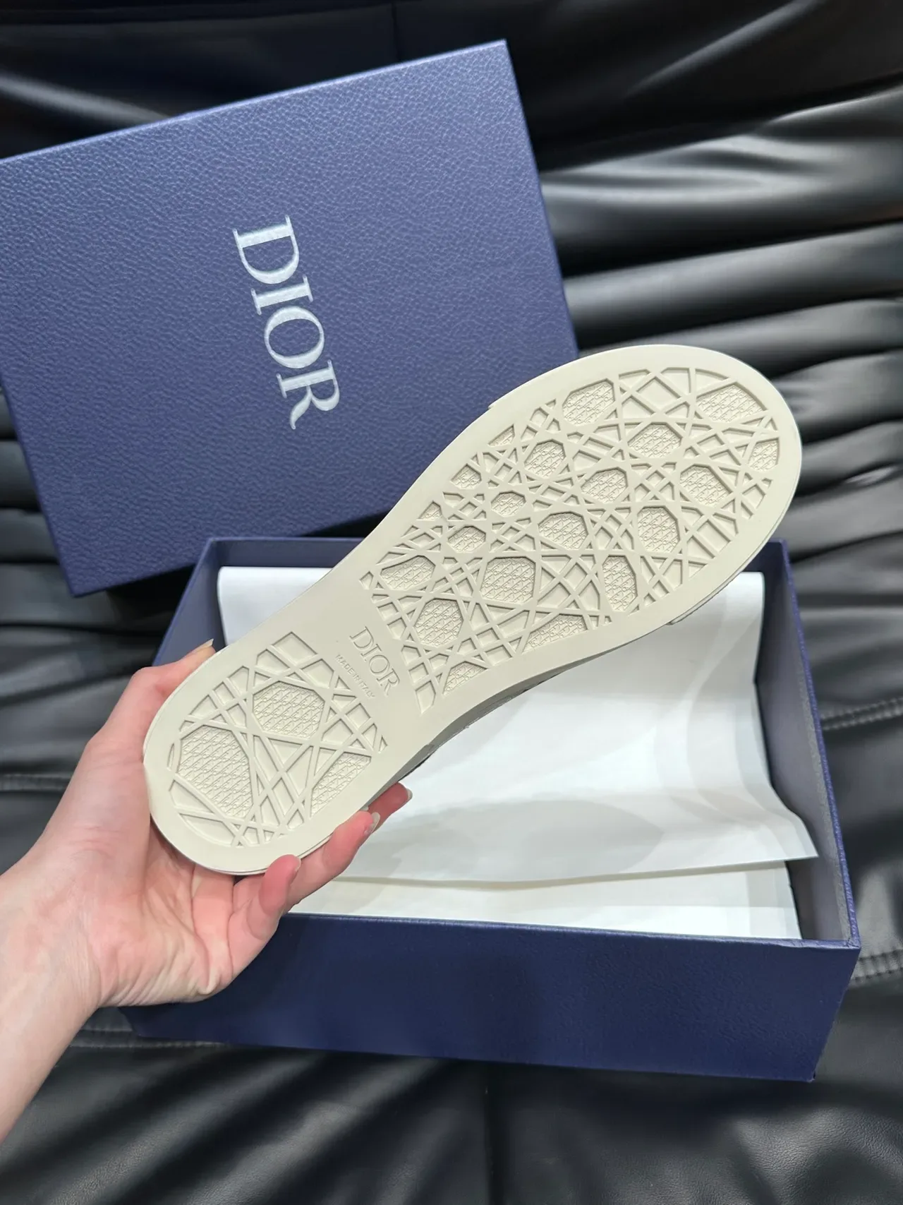 Dior B23 Zapatillas Lifestyle Negro y Azul-Gris con impresión oblicua 2