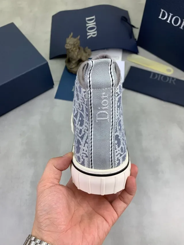 Dior B23 Cinza Branco High-Top Oblique Jacquard Tênis Lifestyle 3