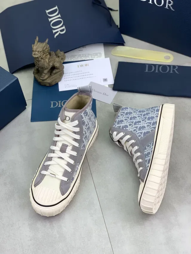 Dior B23 Cinza Branco High-Top Oblique Jacquard Tênis Lifestyle 5