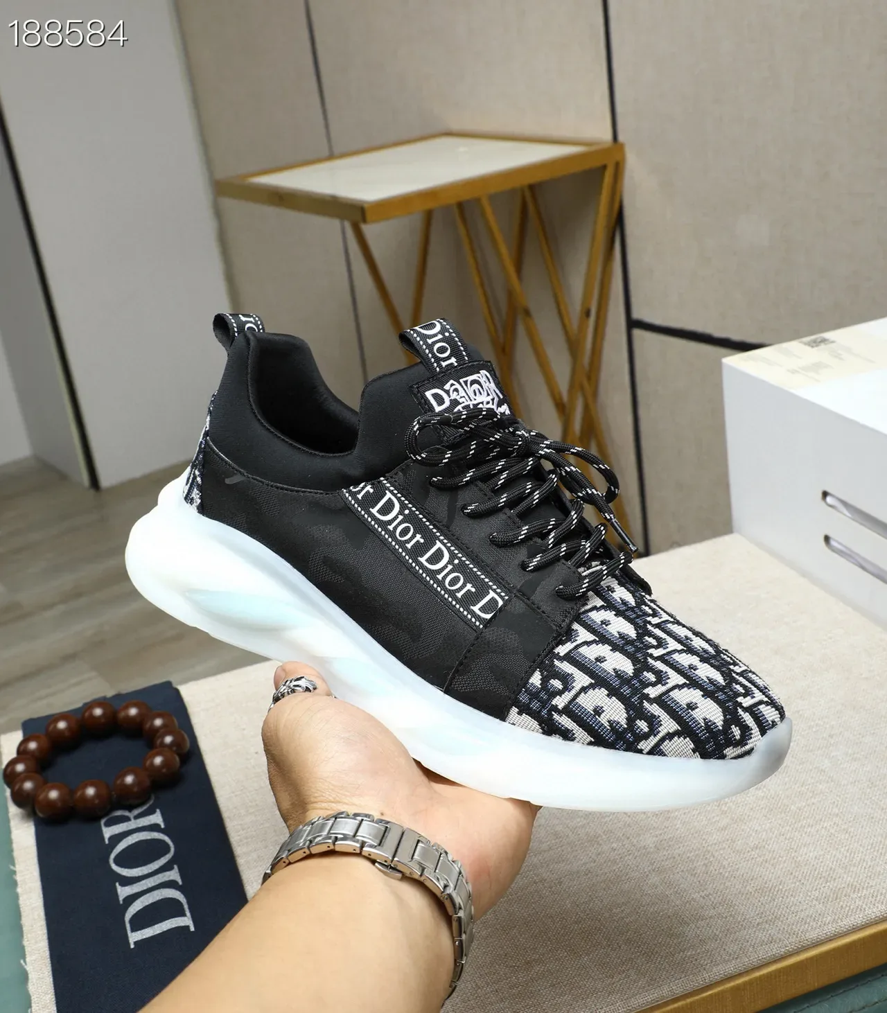 Dior B23 Monogram Black and White Lifestyle Sneakers 7