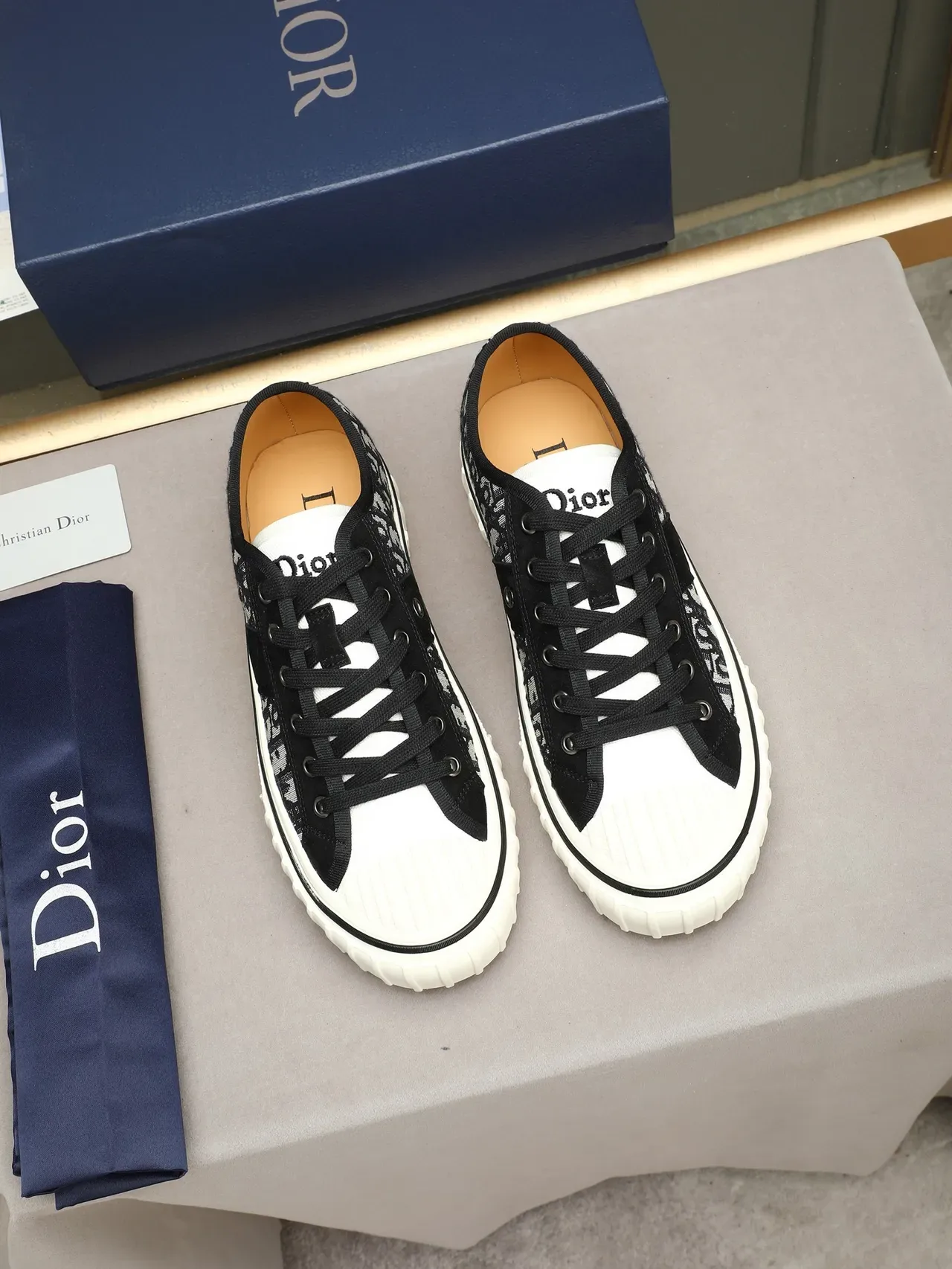 Dior B23 Monogram Jacquard y Suede Low-Top Lifestyle Sneakers 3