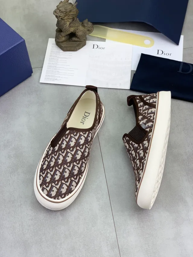 Dior B23 Monogram Sapatos de lona trançados slip-on 5