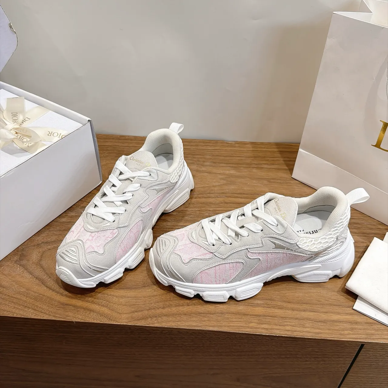 Dior B23 Pink Jacquard Chunky Sneakers 5