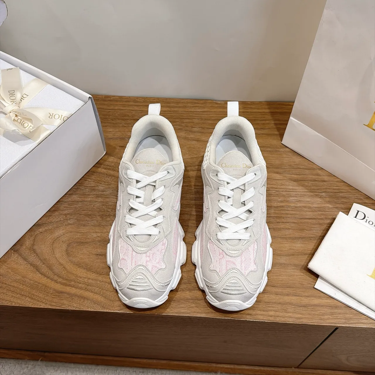 Dior B23 Pink Jacquard Chunky Sneakers 6