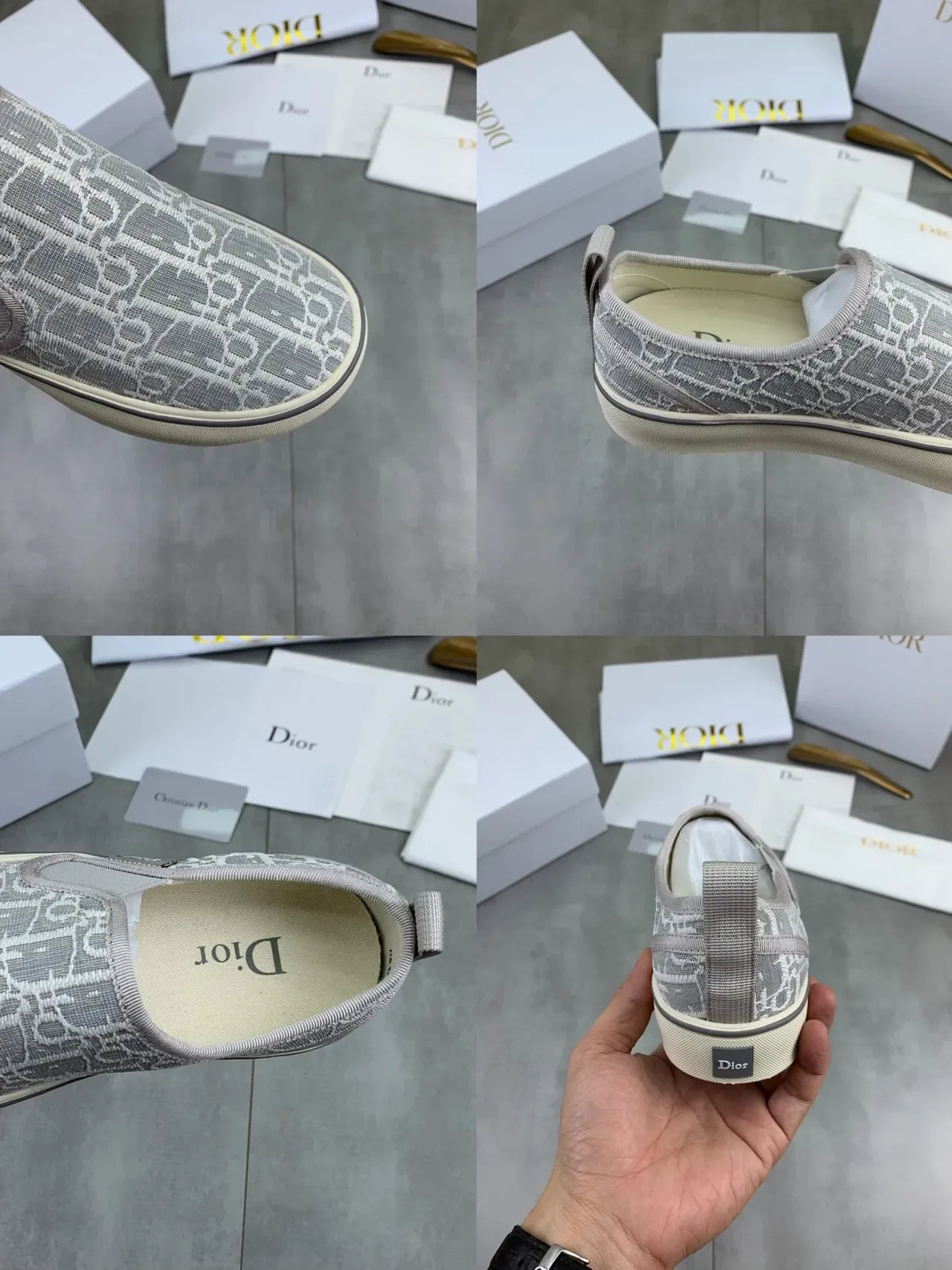 Dior B23 Slip-On Monogram Gray Canvas Shoes 2