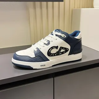 Dior B23 White and Navy Leather Monogram Lifestyle Sneakers