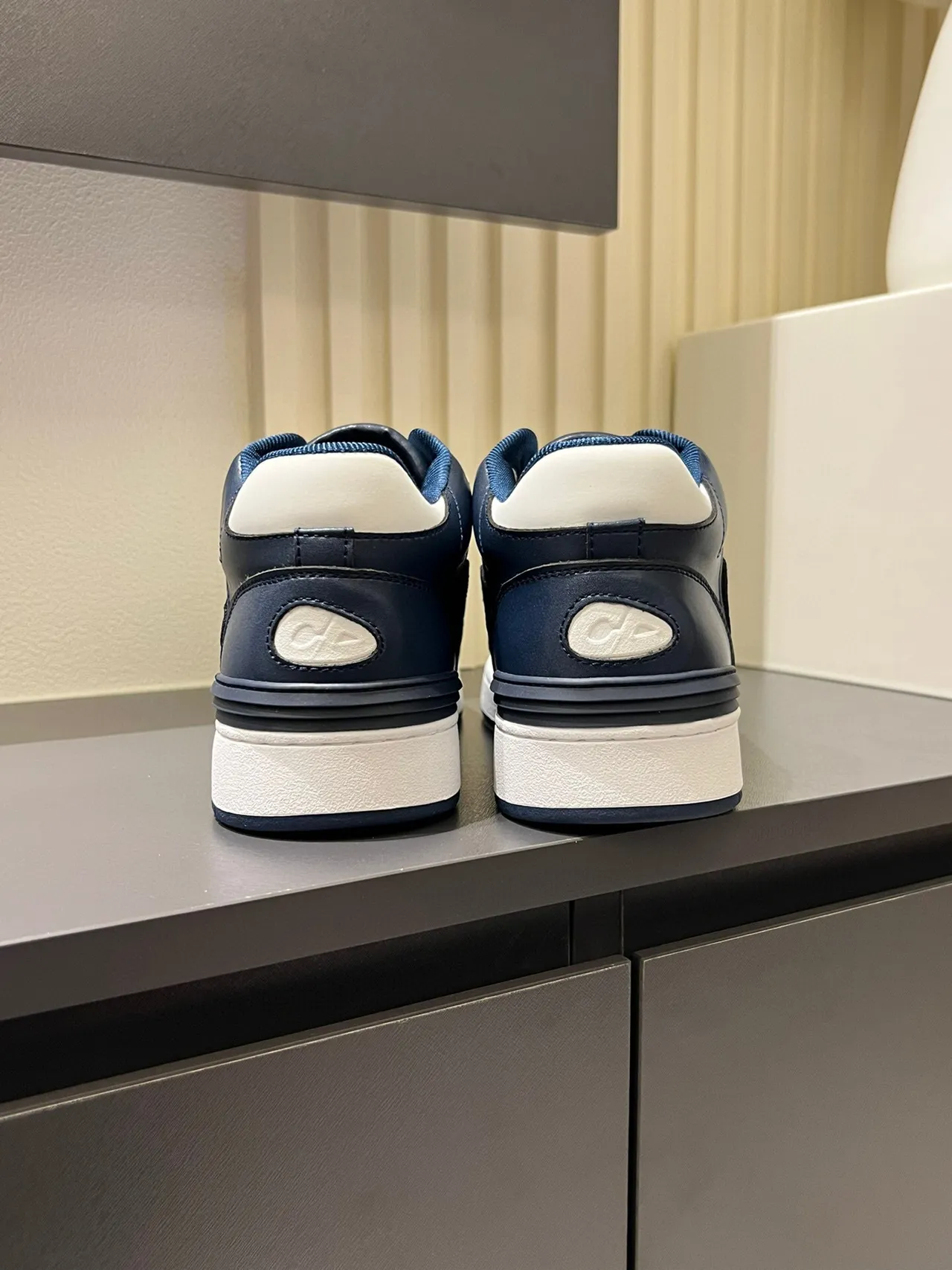 Dior B23 White and Navy Leather Monogram Lifestyle Sneakers 9