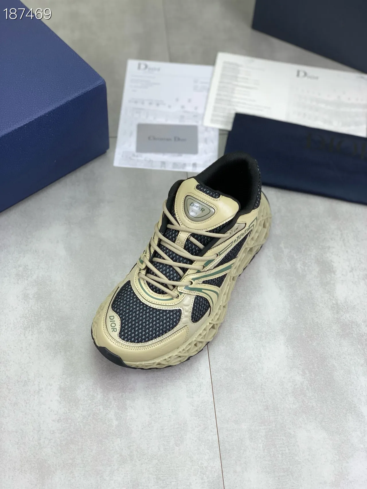 Dior B27 Beige and Black Mesh Chunky Sneakers 5