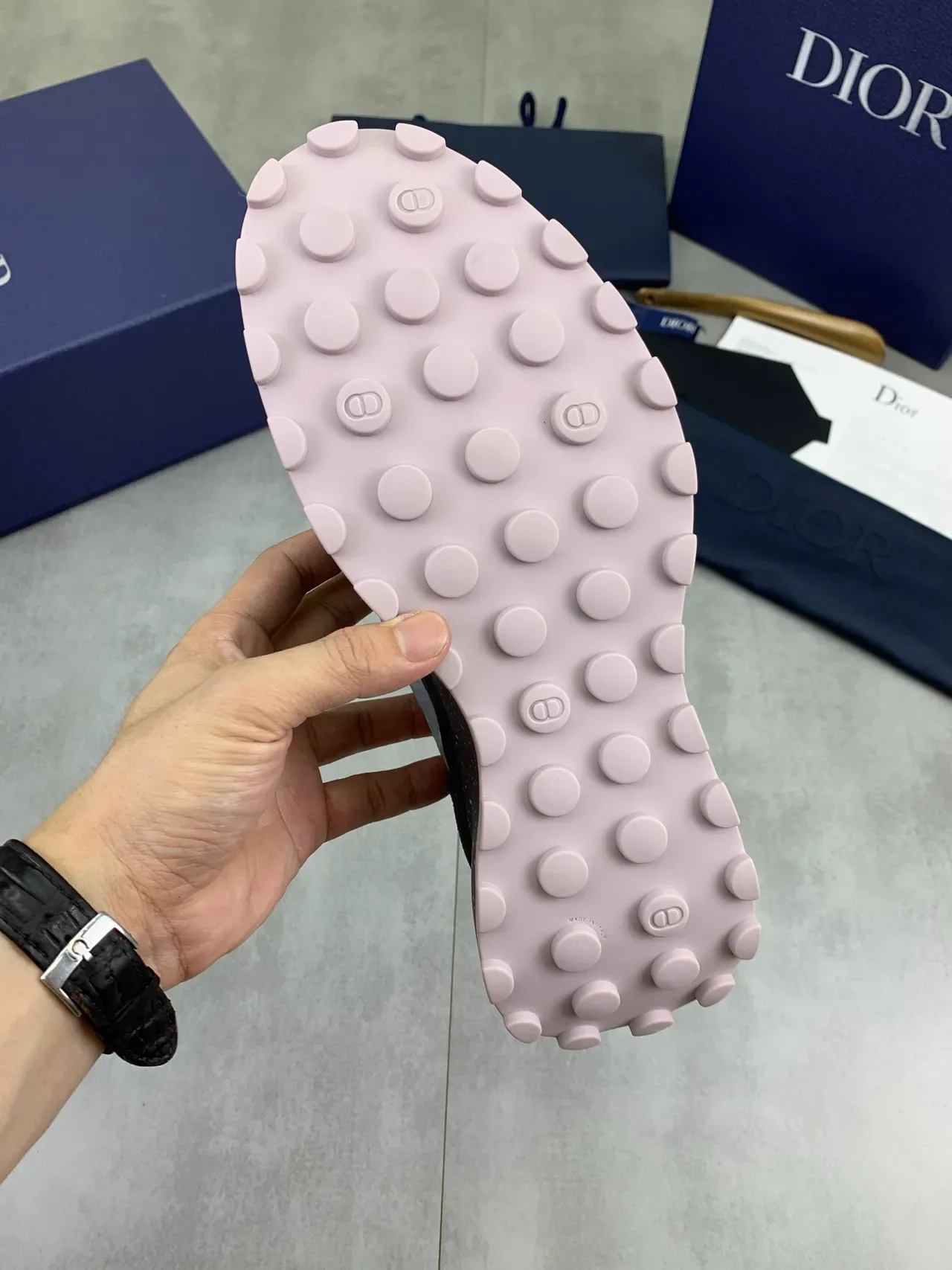 Dior B27 Chaussures Lifestyle Daim Noir et Bleu Clair 3