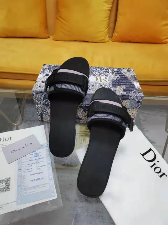 Dior B27 Black Woven Strap Slide Slippers 2