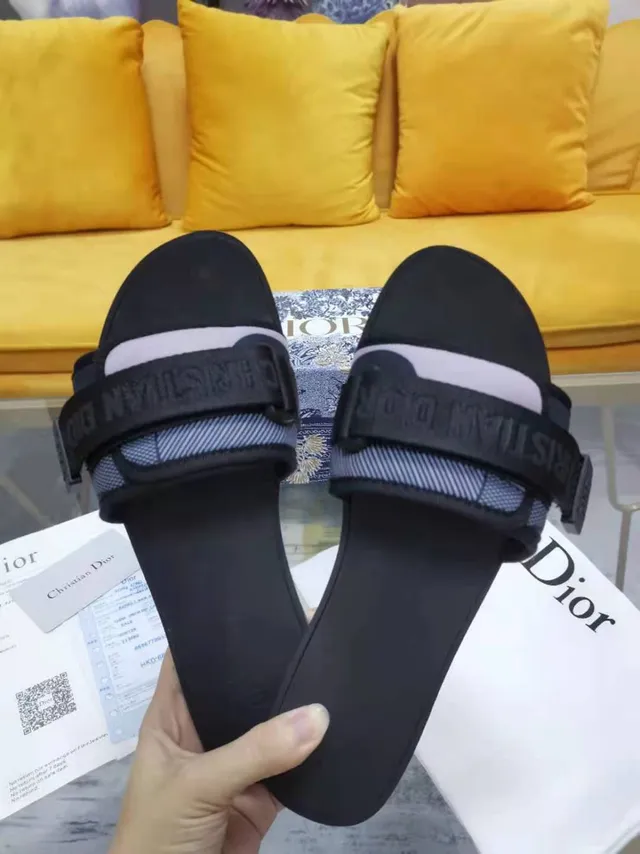 Dior B27 Black Woven Strap Slide Slippers 3