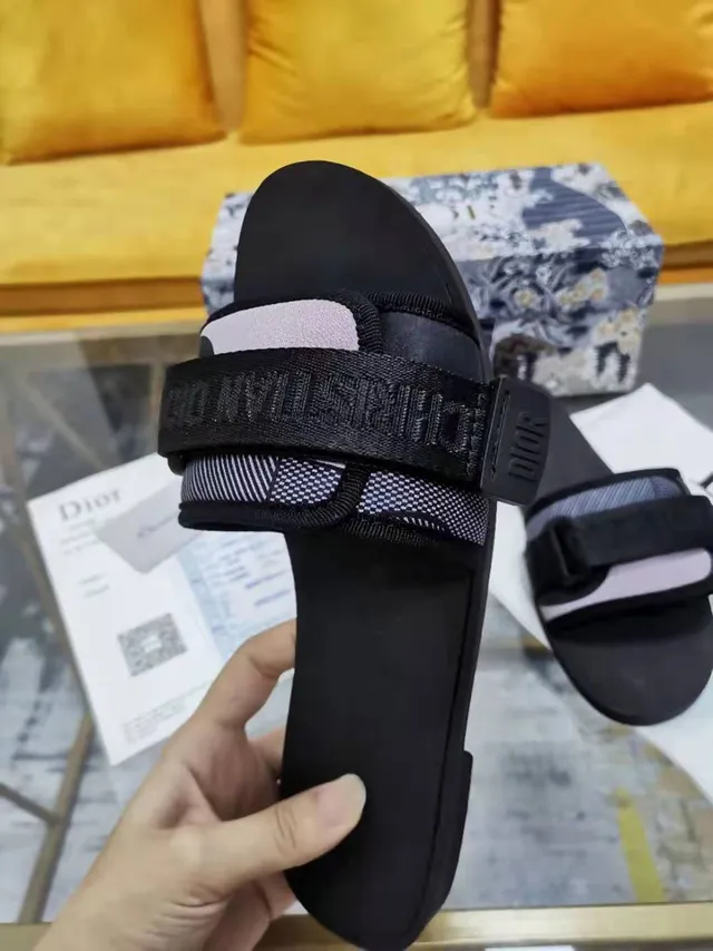 Dior B27 Black Woven Strap Slide Slippers 4