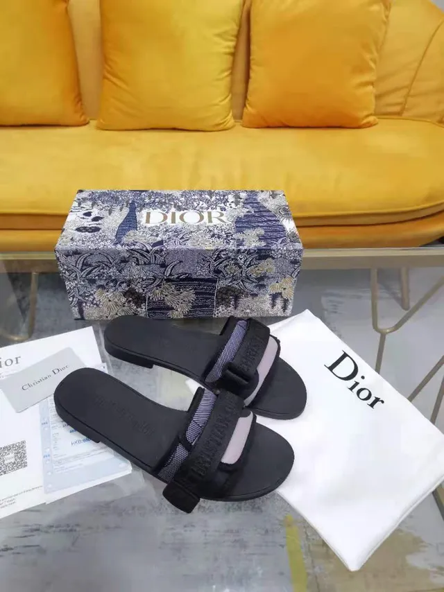 Dior B27 Black Woven Strap Slide Slippers 5