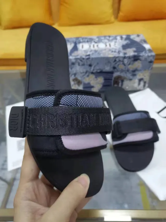 Dior B27 Black Woven Strap Slide Slippers 6