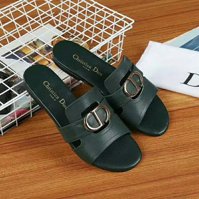 Dior B27 Forest Green Double-Strap Buckle Slippers 2