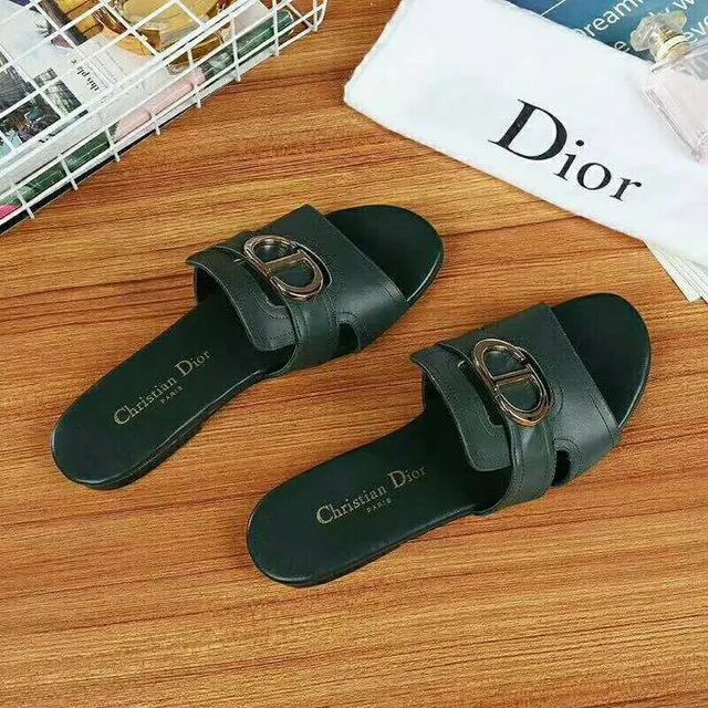 Dior B27 Forest Green Double-Strap Buckle Slippers 3