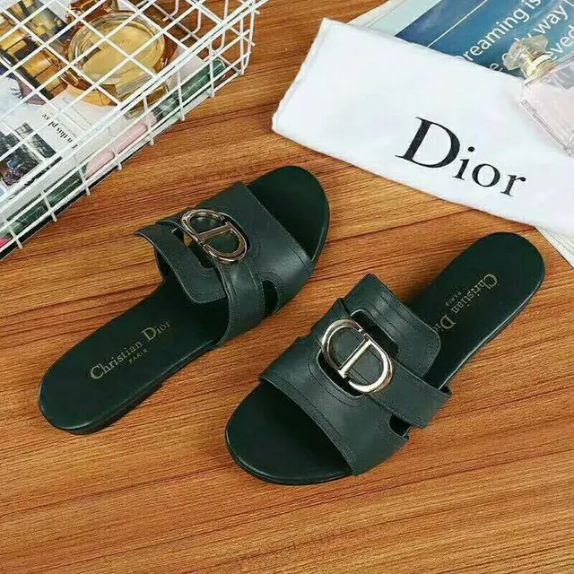 Dior B27 Forest Green Double-Strap Buckle Slippers 6