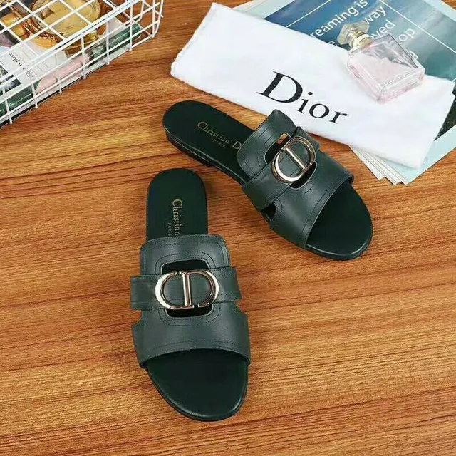 Dior B27 Forest Green Double-Strap Buckle Slippers 7