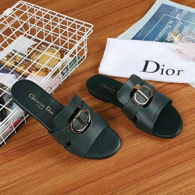 Dior B27 Forest Green Double-Strap Buckle Slippers 8