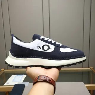 Dior B27 نيفي وايت كولور بلوك جلد الغزال والصناعي كاجوال سميك