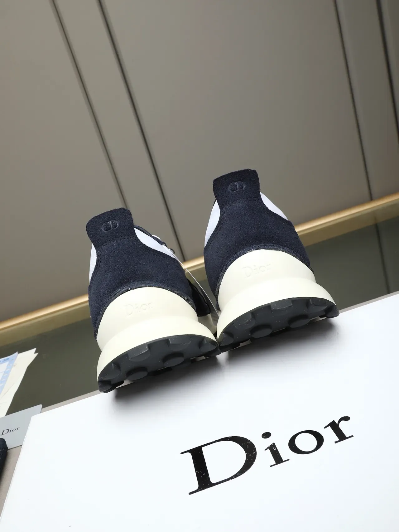 Dior B27 Navy White Colorblock Suede And Synthetic Upper Chunky Sneakers 4