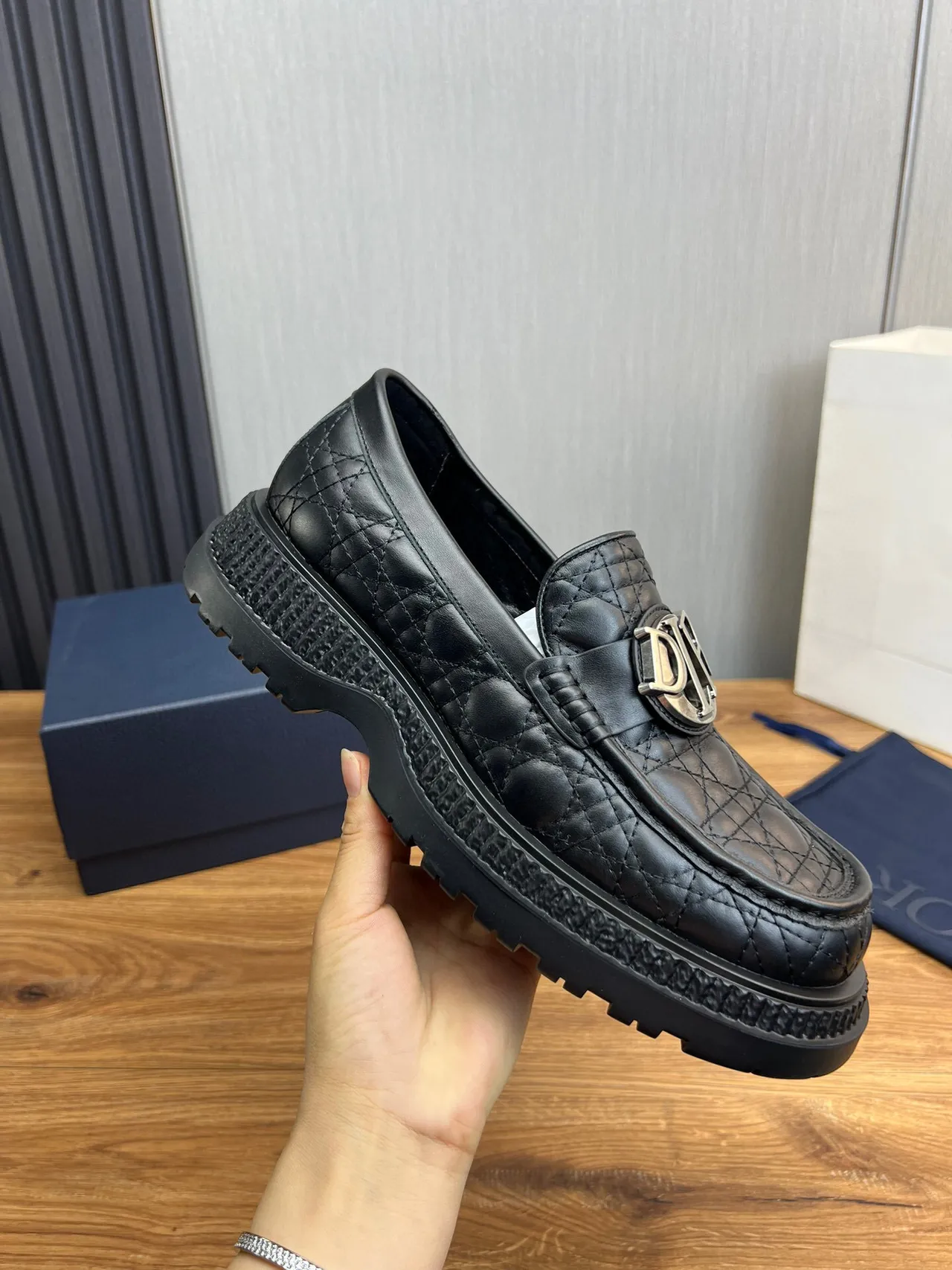 Dior B27 Cuir matelassé Boucle CD Mocassin 6