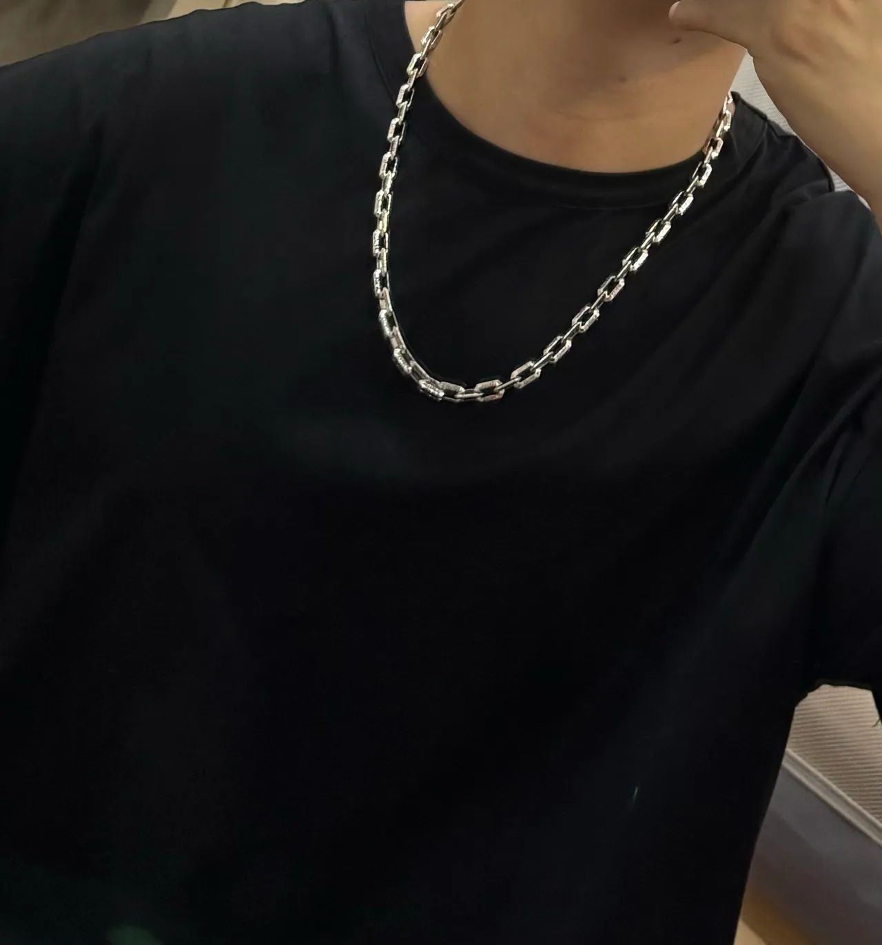 Dior B27 银色 Logo-Engraved 曲链 抛光金属 项链 2