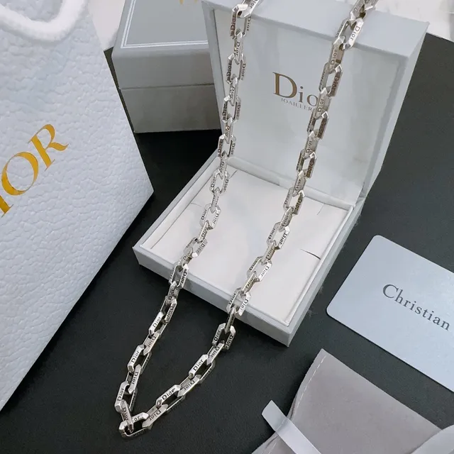 Dior B27 银色 Logo-Engraved 曲链 抛光金属 项链 8
