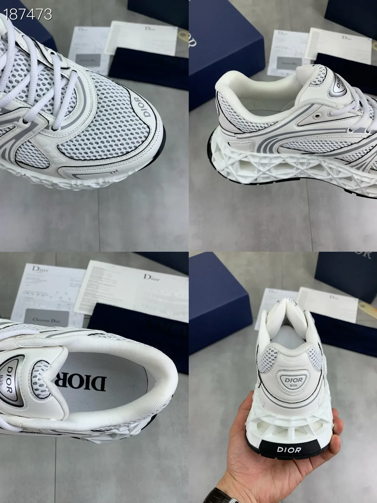 Dior B27 White and Gray Mesh Lifestyle Sneakers 2