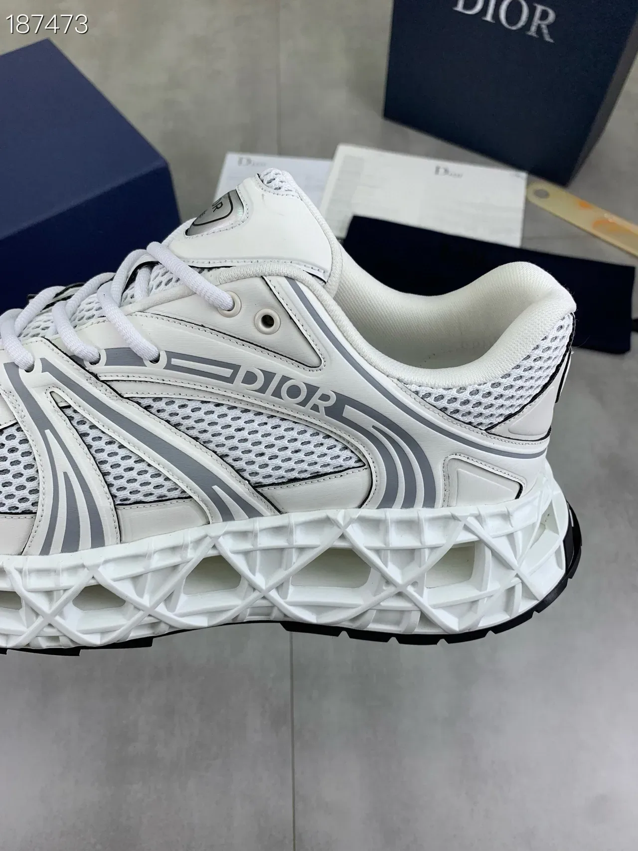 Dior B27 White and Gray Mesh Lifestyle Sneakers 3