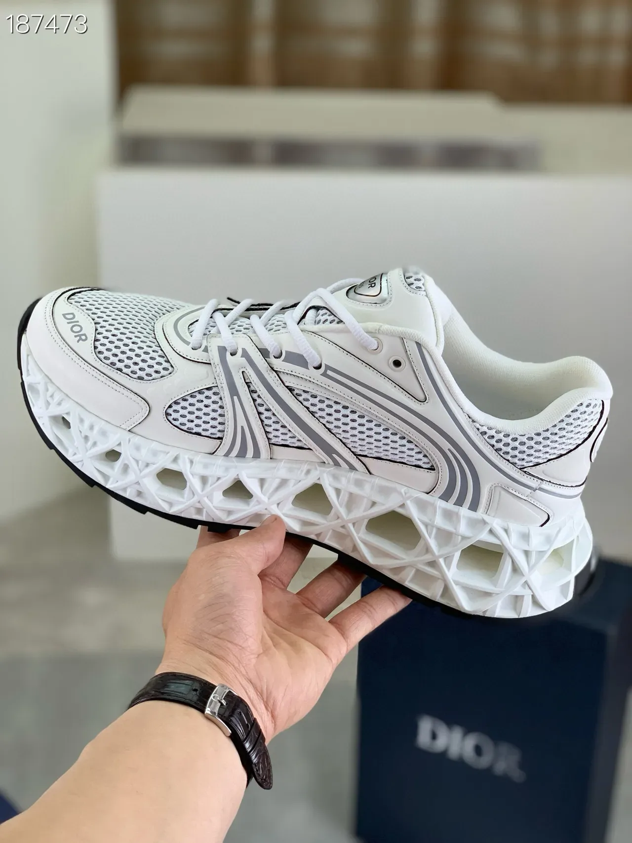 Dior B27 White and Gray Mesh Lifestyle Sneakers 6