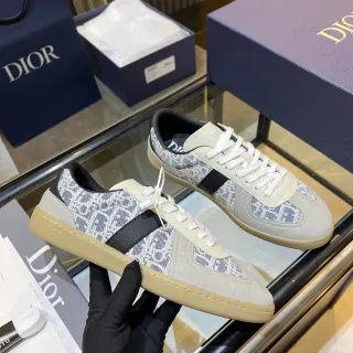 Dior बेज नीला Monogram-Print टेक्सटाइल सुएड ओवरले लाइफस्टाइल स्नीकर