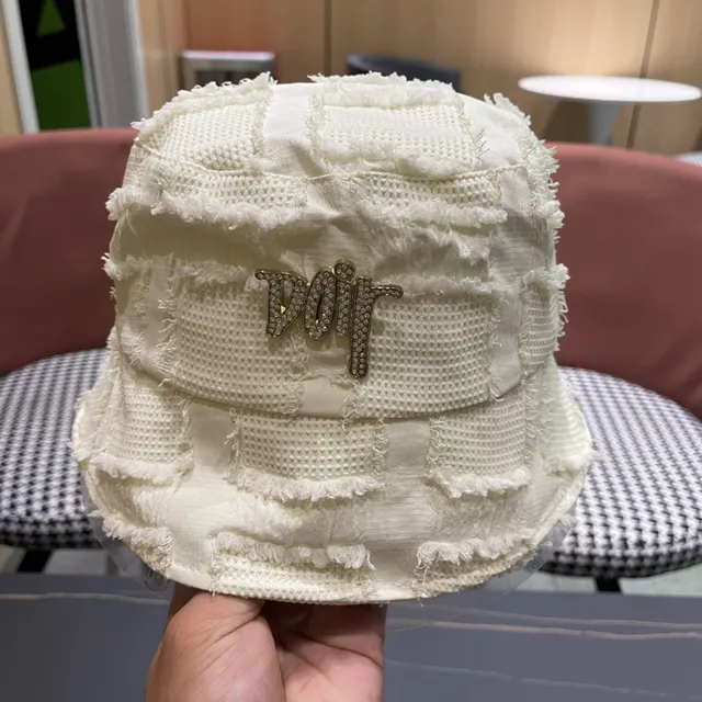 Dior Beige Blanc Tissu Tissé Texturé Bord Brut Bord Frangés 8