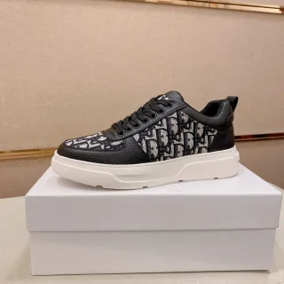 Dior Sneakers Lifestyle Noir Beige Monogrammé Textile Cuir Pebbled Overlays